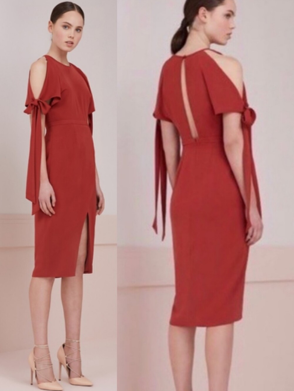 🚨NEW KEEPSAKE THE LABEL Two Minds Midi Dress In Rust Wedding Size Medium